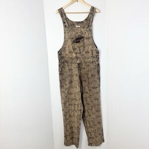 Earthbound Unisex Mushroom Print Overalls Large Brown Indie Boho Grunge Earthy